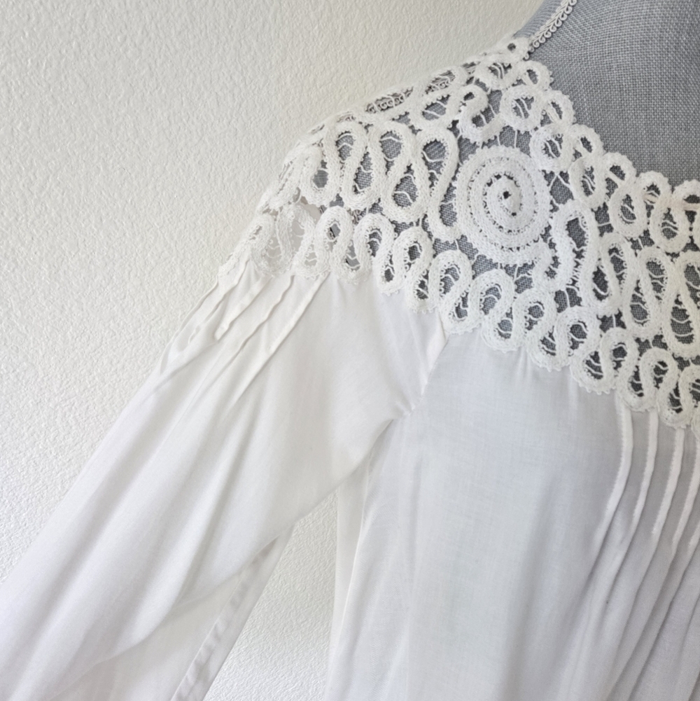 Johnny Was Cielito Modal Blouse Crochette‎ Detsils Biege Ivory Color Size Small - Picture 6 of 16